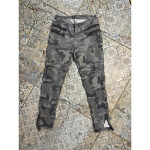 Umgee Camo Skinny Pants Zipper Pockets Ankle Zip Women's Size S